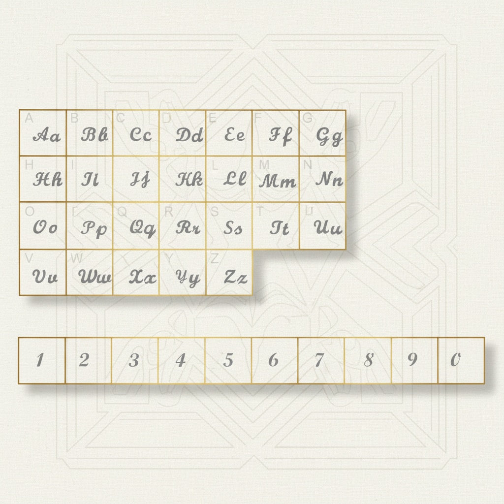 Personalised Name Necklace design with alphabet letters and numbers for customization options by AUREATE.