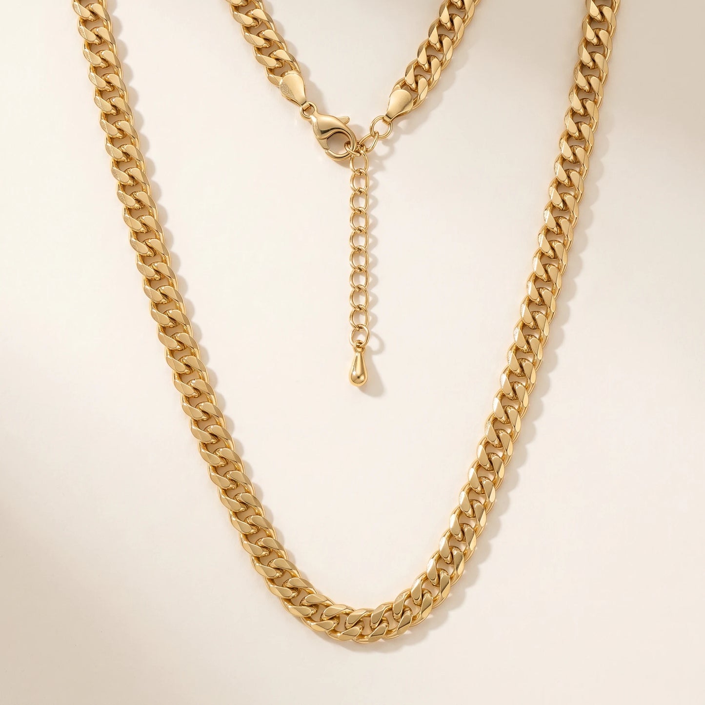 Dainty Cuban Chain Necklace gold packshot white background
