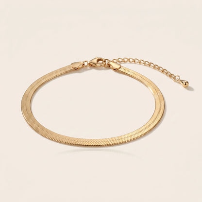Gold herringbone flat chain anklet packshot off-white studio