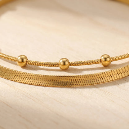 Double snake layered anklet gold macro chain detail