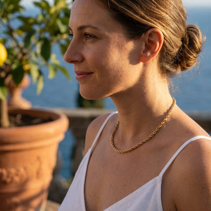 Twisted Rope Chain Necklace gold profile Amalfi terrace