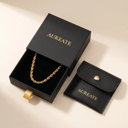 AUREATE gift box gold rope twist anklet leather pouch unboxing