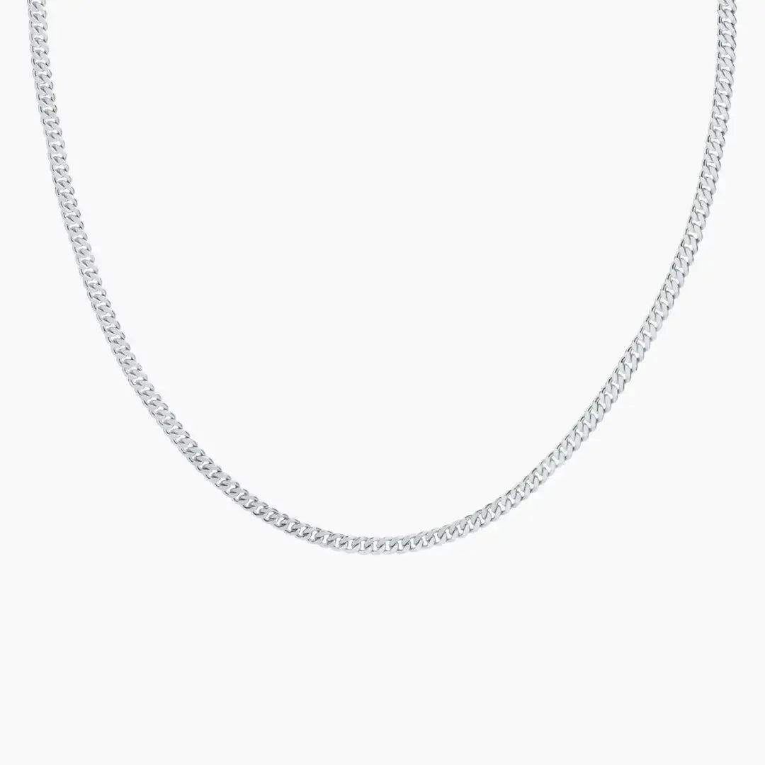 AUREATE 3mm Cuban Link Chain necklace, sleek design perfect for everyday wear and versatile styling.