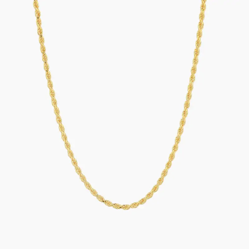 AUREATE 2mm Rope Chain necklace featuring a high-texture design, perfect for layering and essential to British jewellery trends.