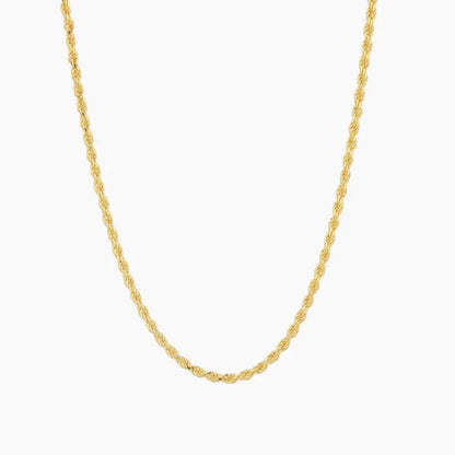 AUREATE 2mm Rope Chain necklace featuring a high-texture design, perfect for layering and essential to British jewellery trends.