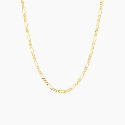 3mm Figaro Chain Necklace by AUREATE featuring alternating links in gold, perfect for layering.