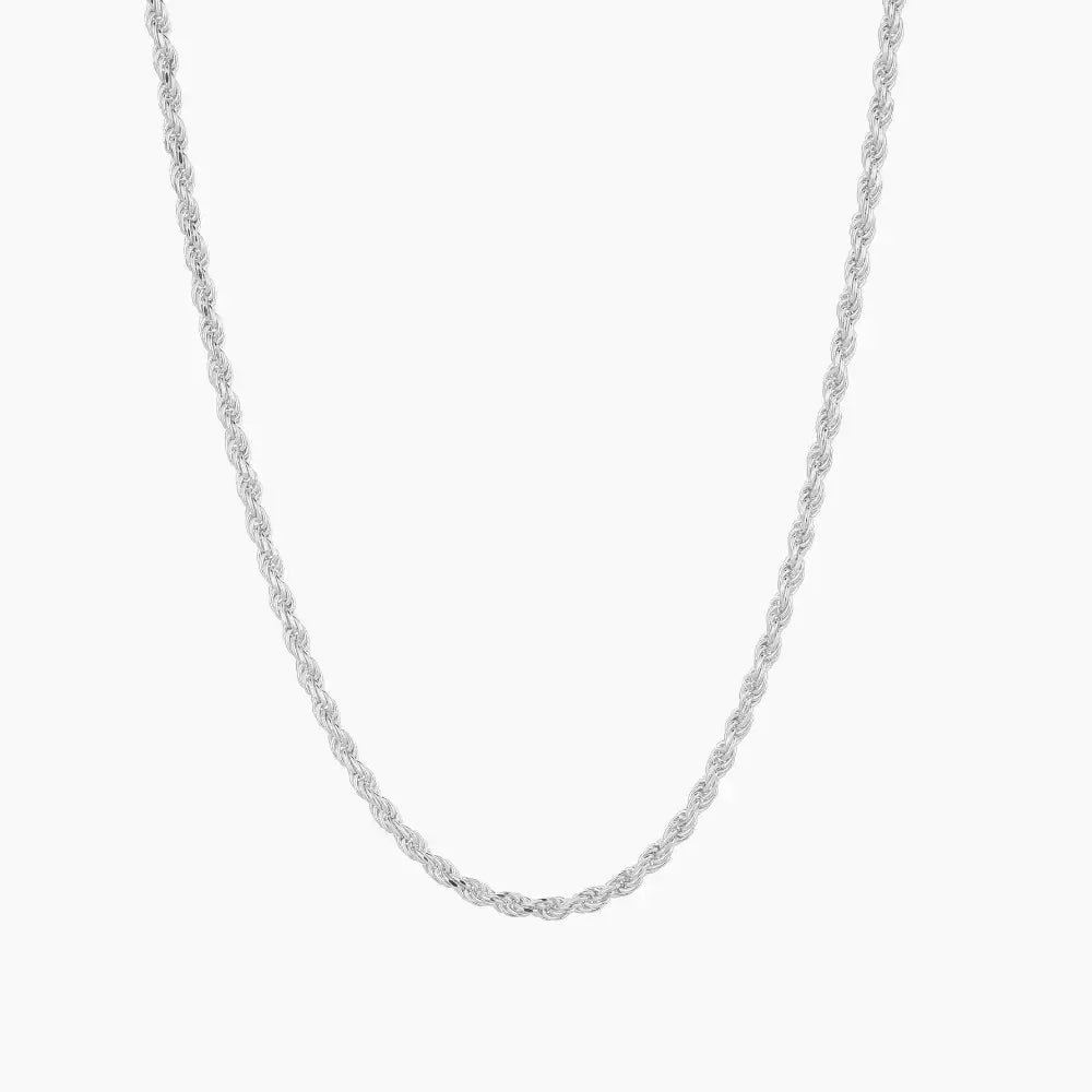 AUREATE 2mm Rope Chain Necklace showcasing a high-texture design, perfect for layering and everyday elegance.