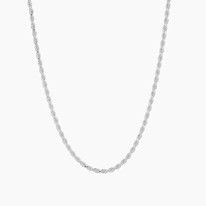 AUREATE 2mm Rope Chain Necklace showcasing a high-texture design, perfect for layering and everyday elegance.
