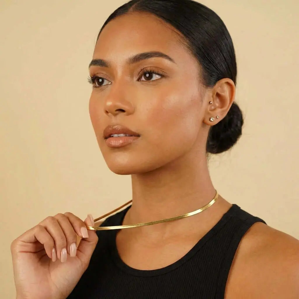 3mm Herringbone Necklace AUREATE Necklace   
