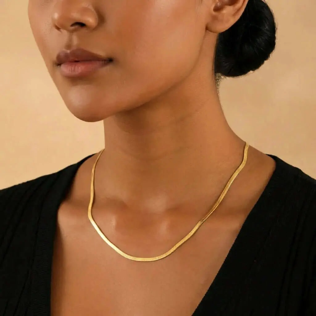 3mm Herringbone Necklace AUREATE Necklace   
