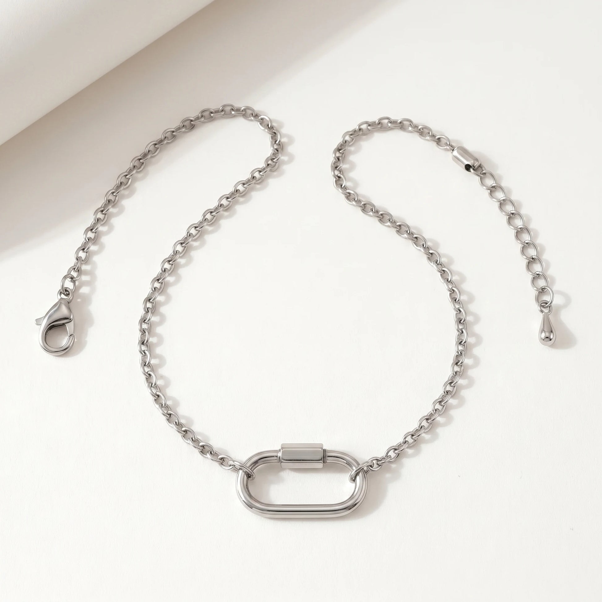 Oval Lock Choker Necklace silver packshot
