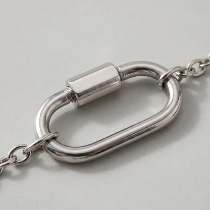 Oval Lock Choker Necklace silver macro
