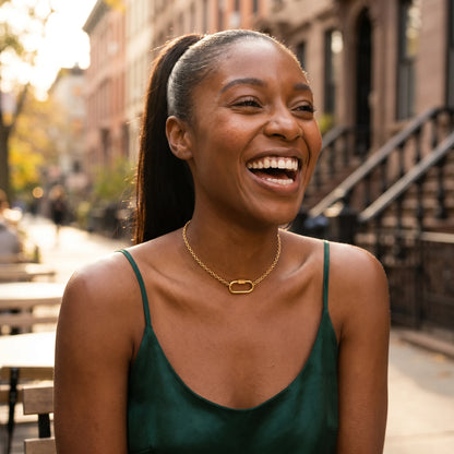 Oval Lock Choker Necklace gold joy laughter Brooklyn
