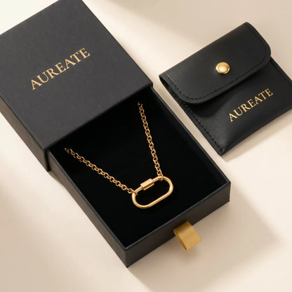 AUREATE matte black gift box gold choker