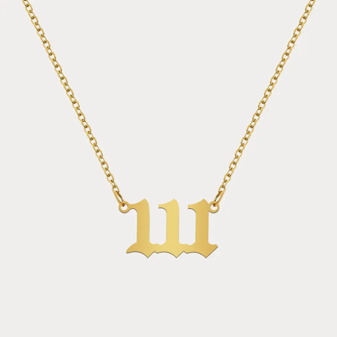 Angel Number Pendant Necklace from AUREATE, gold necklace featuring the number three, perfect for everyday wear.