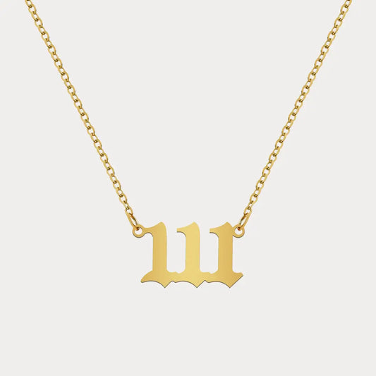 Angel Number Pendant Necklace from AUREATE, gold necklace featuring the number three, perfect for everyday wear.