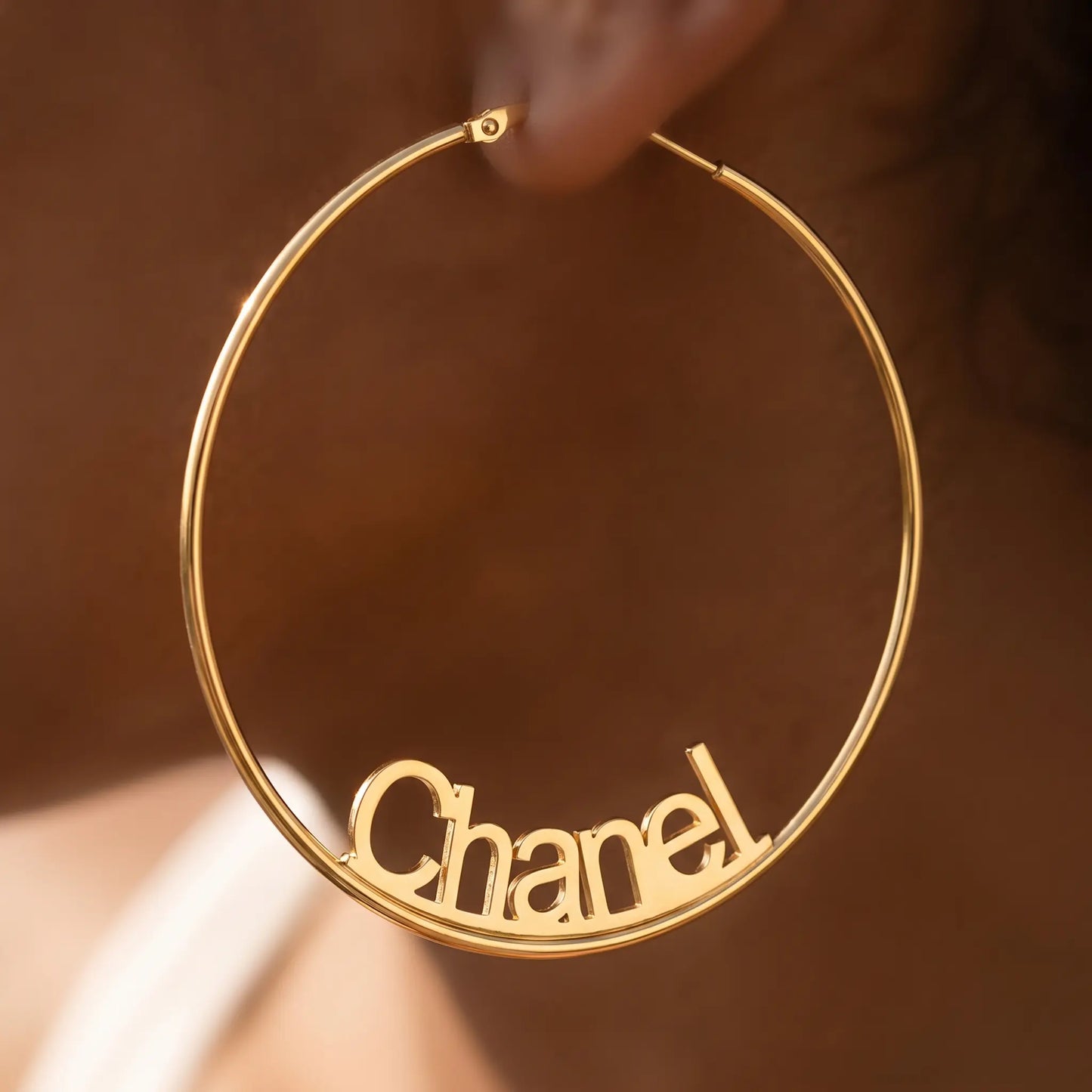 Custom Name Hoop Earrings  AUREATE  Earrings  18K Gold Plated / 1.5" (40 mm) 18K Gold Plated