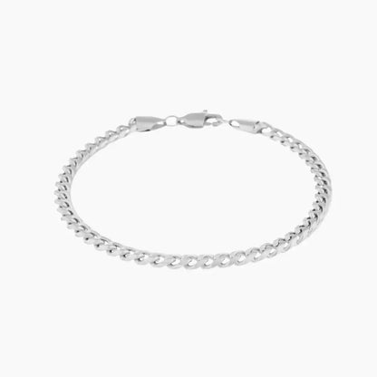 5mm Cuban Link Bracelet by AUREATE, showcasing a sleek silver design, perfect for everyday wear.