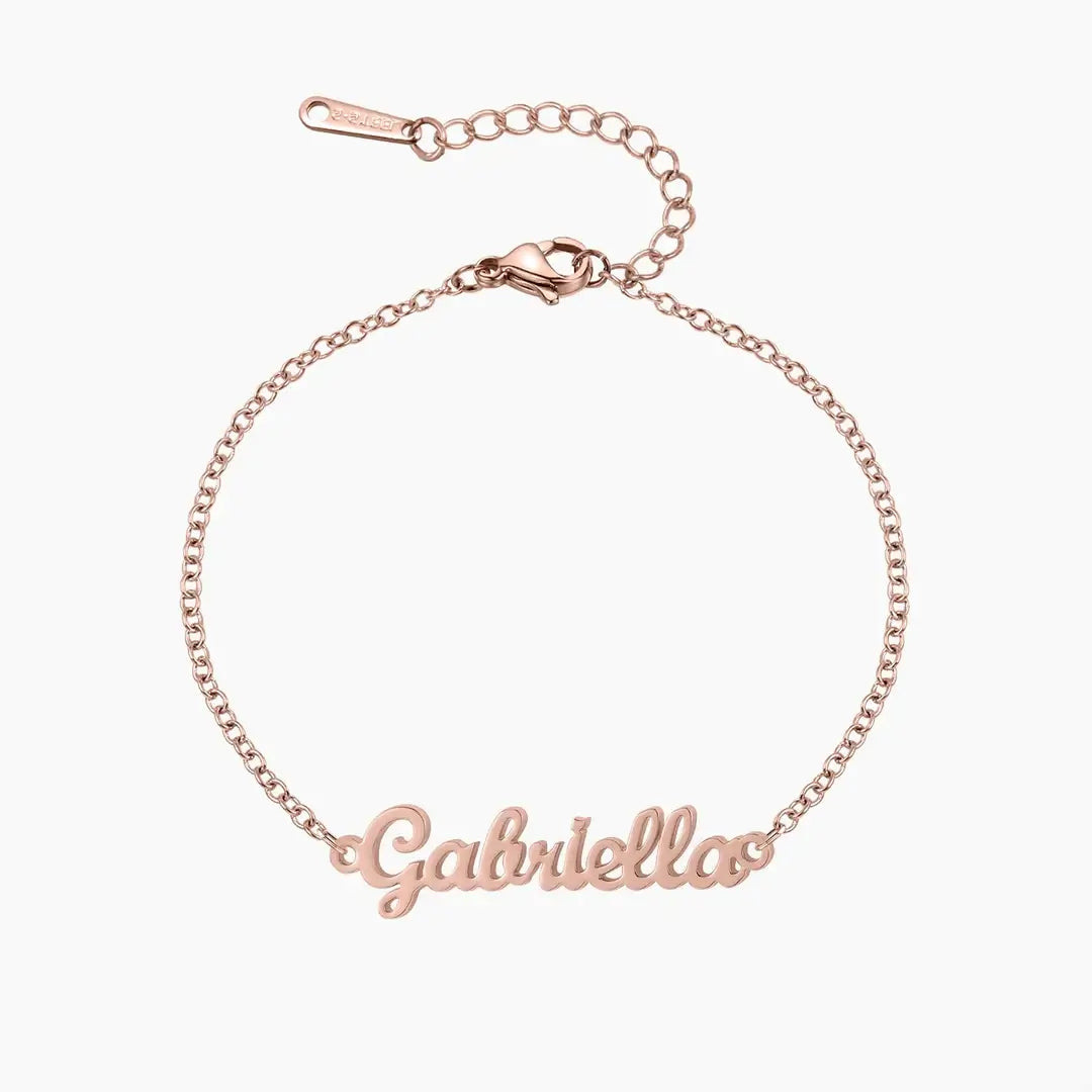 Personalised Name Anklet by AUREATE featuring a custom name design in rose gold.