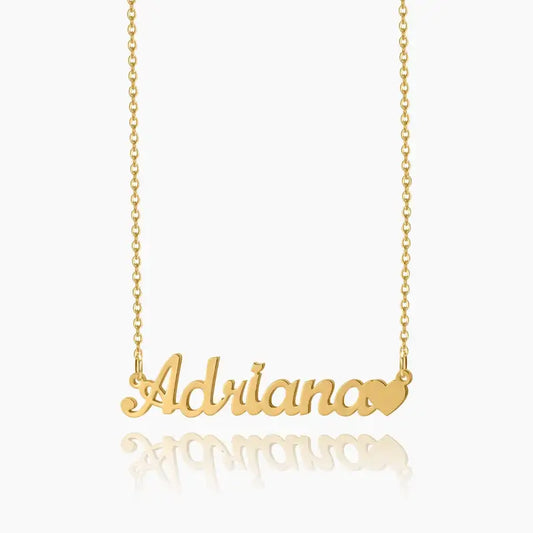 Heart Name Pendant Necklace from AUREATE featuring the name Adriana in gold.