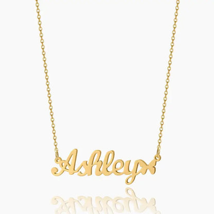 Butterfly Personalised Name Necklace by AUREATE with the name 'Ashley' in elegant gold lettering.