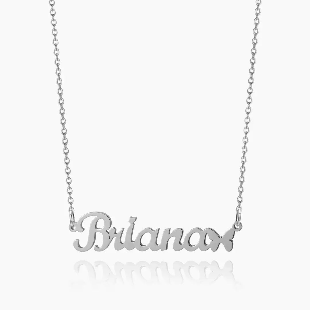 Butterfly Personalised Name Necklace by AUREATE featuring the name 'Briana' with a butterfly motif.