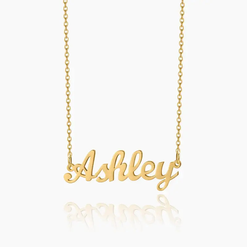 Gold plated Personalised Name Necklace featuring the name Ashley by AUREATE.