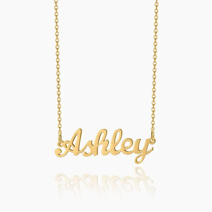 Gold plated Personalised Name Necklace featuring the name Ashley by AUREATE.