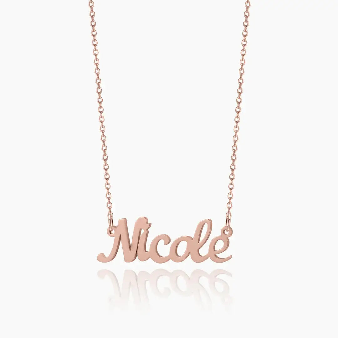 Personalised Name Necklace by AUREATE featuring a custom name design in rose gold.