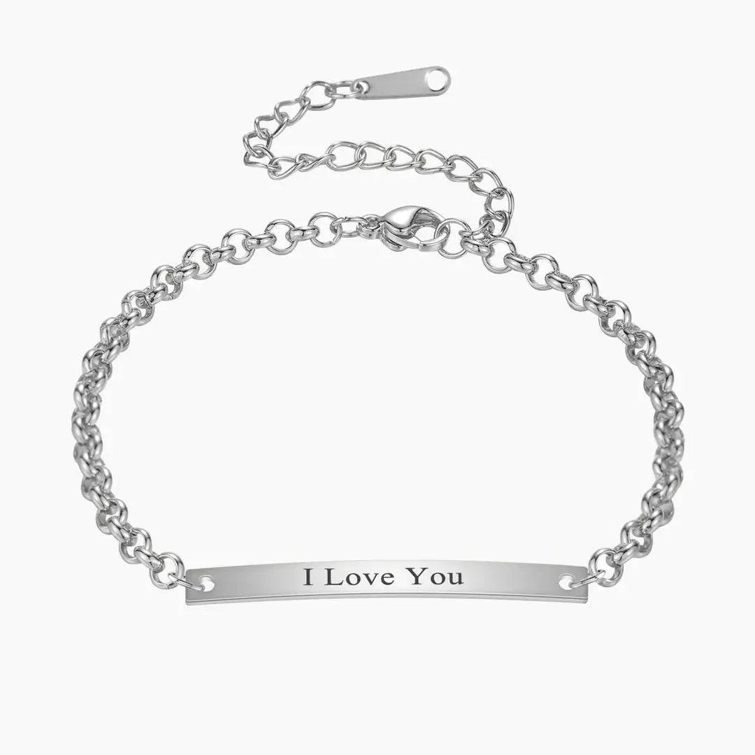 Bar Bracelet with Engraving by AUREATE showcasing a sleek design and customizable engraving option.