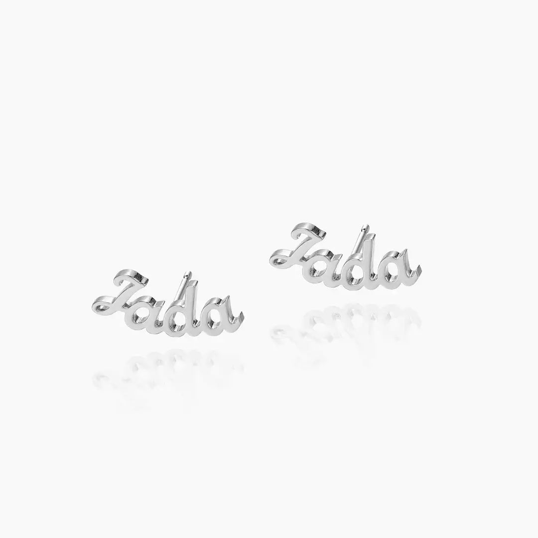 Name Letter Stud Earrings by AUREATE, personalized silver earrings with a trendy name design.