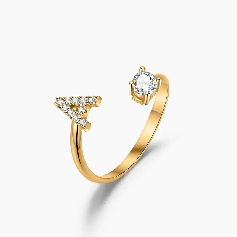 Iced Initial Signet Ring by AUREATE featuring a sparkling design with diamond-like brilliance.