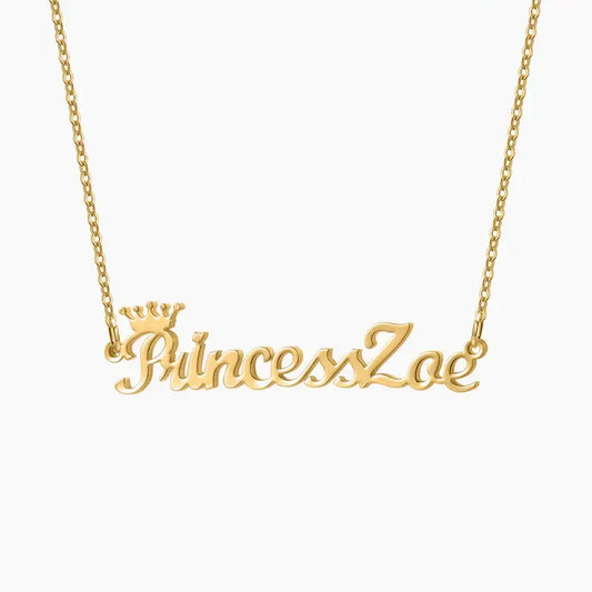 Royal Style Name Necklace by AUREATE featuring gold-plated design personalized with the name PrincessZoe.