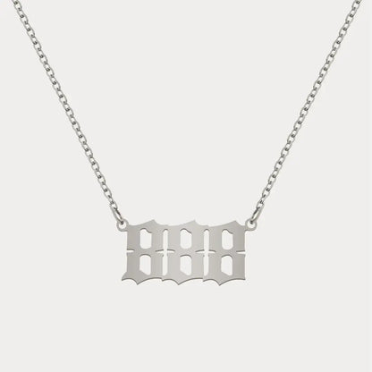 Angel Number Pendant Necklace by AUREATE, featuring a sleek silver design with angel number 888.
