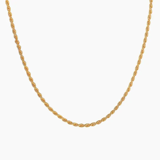 Gold 3mm Rope Chain by AUREATE, featuring a high-texture twisted design, perfect for modern jewellery collections.