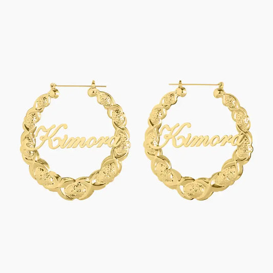 XOXO Name Hoop Earrings by AUREATE, stylish gold personalized hoop earrings with name details.