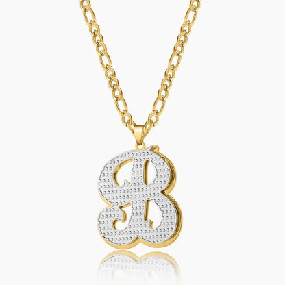 Double Plated Initial Necklace with Figaro Chain by AUREATE, featuring a bold 3D silver and gold design.