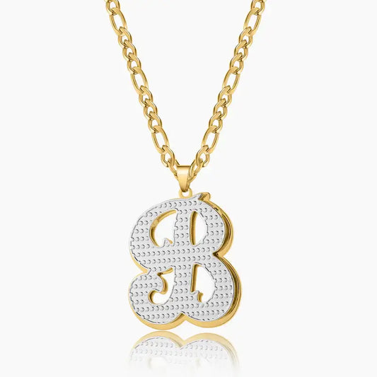 Double Plated Initial Necklace with Figaro Chain by AUREATE, featuring a bold 3D silver and gold design.
