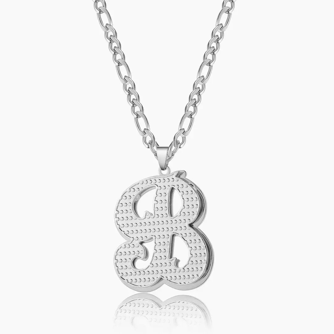 Double Plated Initial Necklace with Figaro Chain by AUREATE, featuring a bold 3D-effect initial pendant.