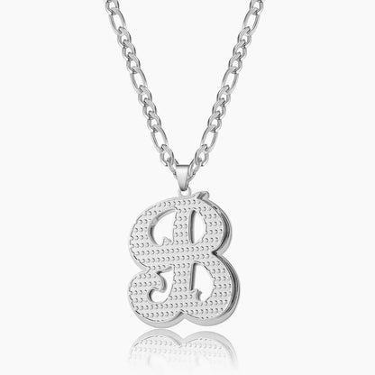 Double Plated Initial Necklace with Figaro Chain by AUREATE, featuring a bold 3D-effect initial pendant.
