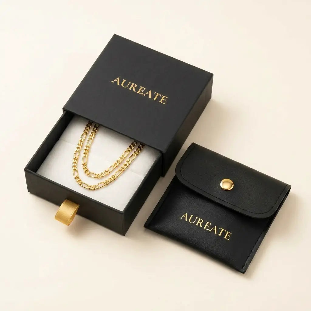 5mm Figaro Gold Chain - Gift Box