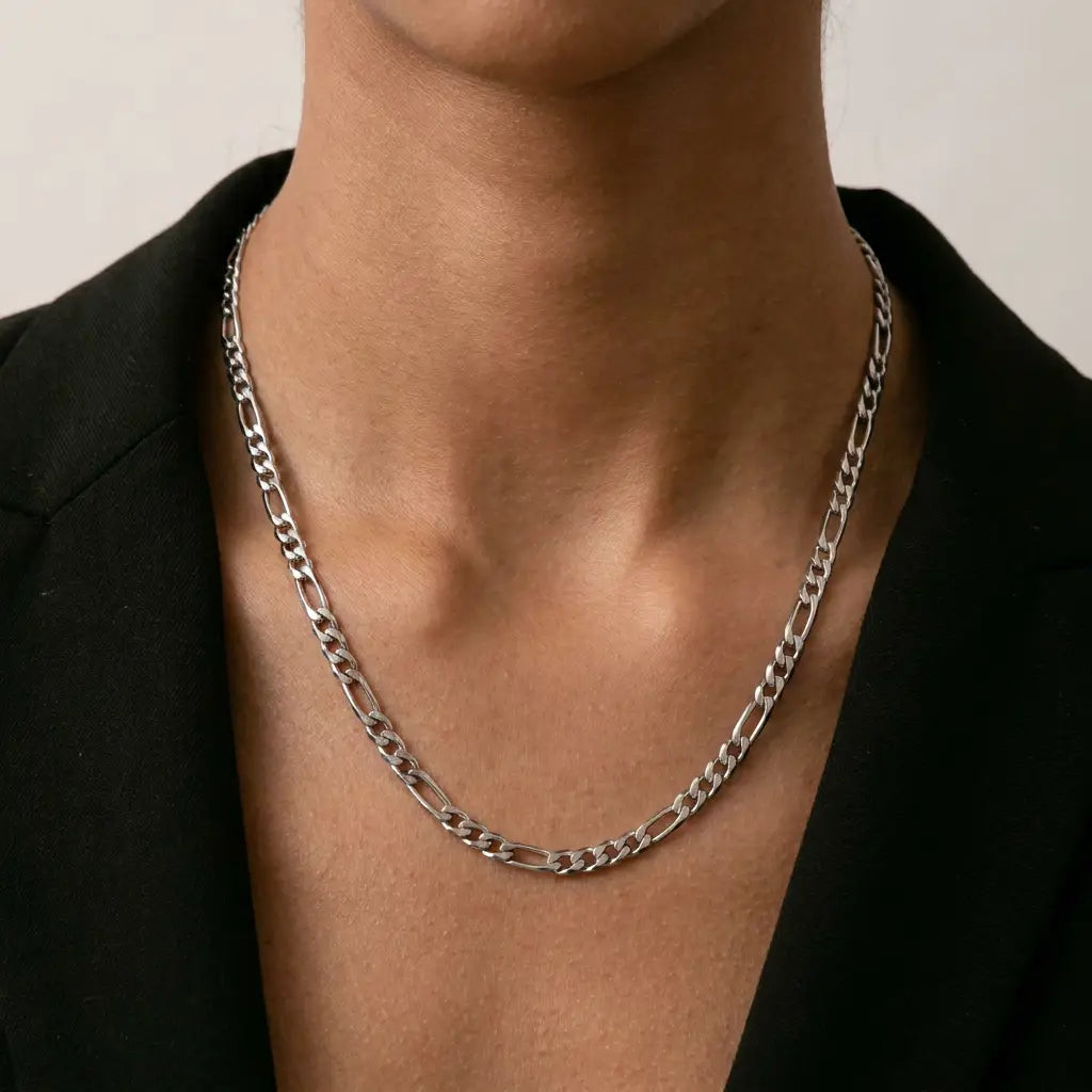 5mm Figaro Silver Chain - Portrait