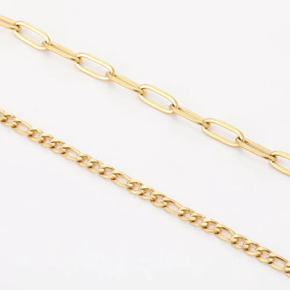 Paperclip & Figaro Bracelet Set featuring sleek paperclip link and classic Figaro chain by AUREATE.