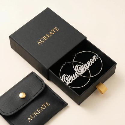 Cursive Name Hoop Earrings AUREATE Earrings  