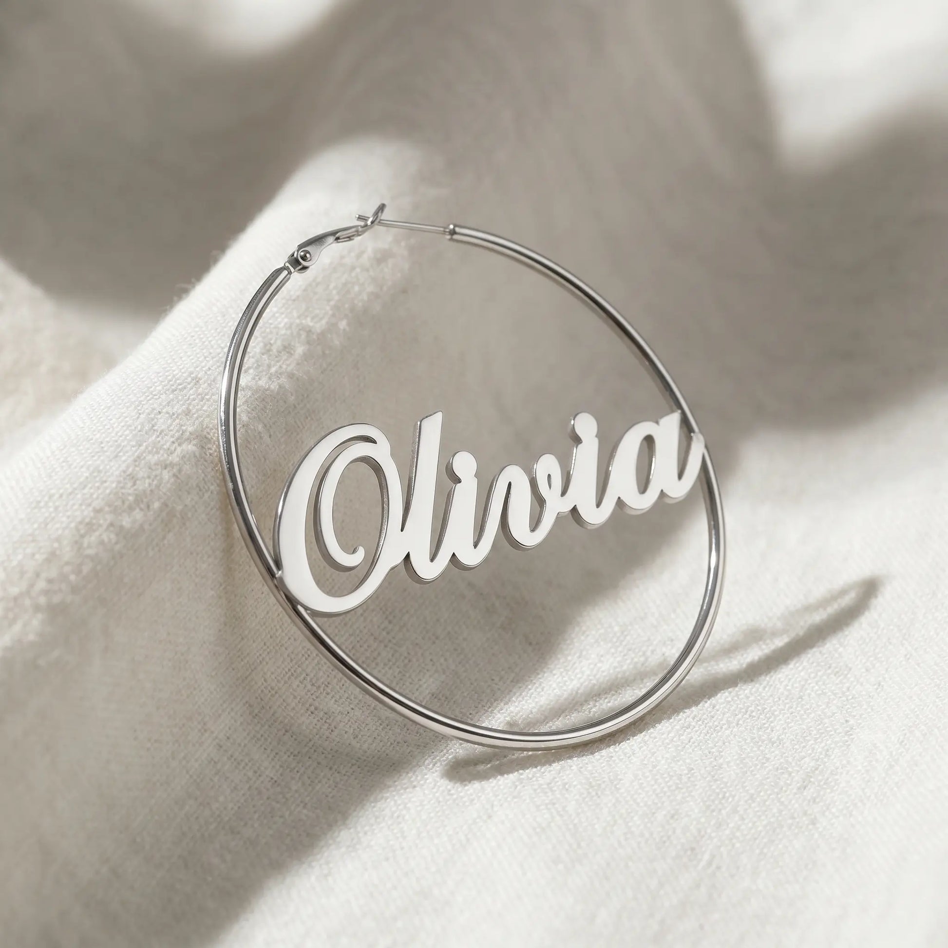 Cursive Name Hoop Earrings AUREATE Earrings  
