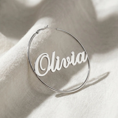 Cursive Name Hoop Earrings AUREATE Earrings  