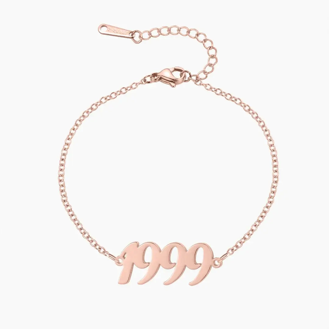 Year Charm Anklet by AUREATE featuring the year 1999 in rose gold.
