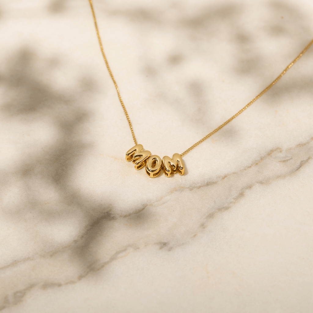 Bubble Style Name Necklace by AUREATE featuring playful puffy textures, perfect for personalizing your look.