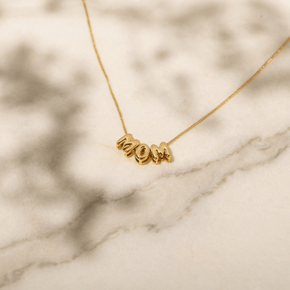 Bubble Style Name Necklace by AUREATE featuring playful puffy textures, perfect for personalizing your look.
