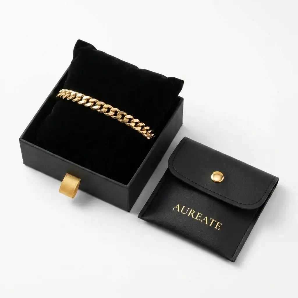 5mm Cuban Gold Wrist Chain gold gift box